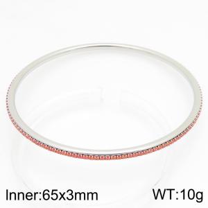 Stainless steel circle minimalist rhinestone bangle - KB211400-GC