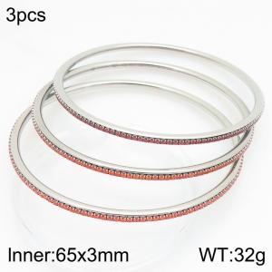 Stainless steel circle minimalist rhinestone bangle - KB211401-GC