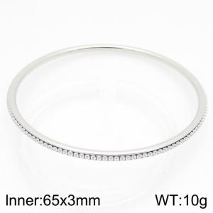 Stainless steel circle minimalist rhinestone bangle - KB211408-GC