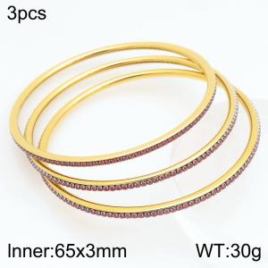 Stainless Steel Stone Bangle - KB211924-GC