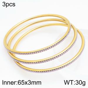 Stainless Steel Stone Bangle - KB211928-GC