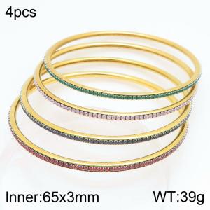 Stainless Steel Stone Bangle - KB211936-GC