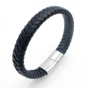 Stainless Steel Leather Bracelet - KB212181-JZ
