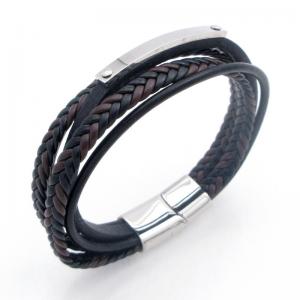 Stainless Steel Leather Bracelet - KB212190-JZ