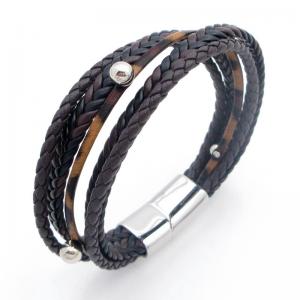 Stainless Steel Leather Bracelet - KB212192-JZ