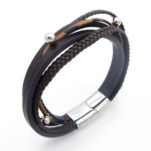 Stainless Steel Leather Bracelet - KB212193-JZ
