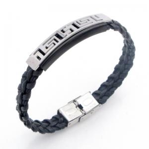Stainless Steel Leather Bracelet - KB212215-JZ