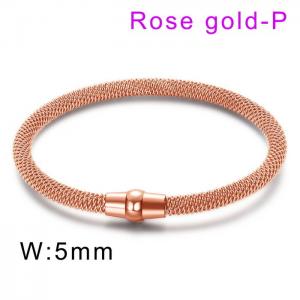 Simple spring monochrome cable bracelet elastic magnet clasp bracelet Rose Gold-plating Bangle - KB21381-T
