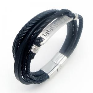 Fashion jewelry with stainless steel and leather bracelet suitable for daily wear - KB214523-JZ