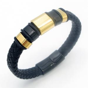 Fashion jewelry with stainless steel and leather bracelet suitable for daily wear - KB214525-JZ