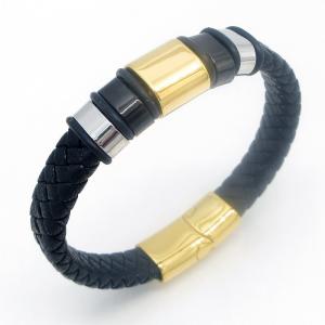 Fashion jewelry with stainless steel and leather bracelet suitable for daily wear - KB214526-JZ