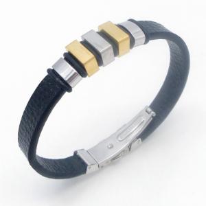Fashion jewelry with stainless steel and leather bracelet suitable for daily wear - KB214529-JZ
