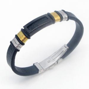 Fashion jewelry with stainless steel and leather bracelet suitable for daily wear - KB214533-JZ