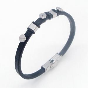 Fashion jewelry with stainless steel and leather bracelet suitable for daily wear - KB214536-JZ