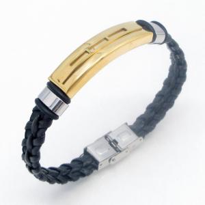 Fashion jewelry with stainless steel and leather bracelet suitable for daily wear - KB214543-JZ