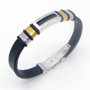 Fashion jewelry with stainless steel and leather bracelet suitable for daily wear - KB214546-JZ