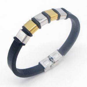 Fashion jewelry with stainless steel and leather bracelet suitable for daily wear - KB214550-JZ