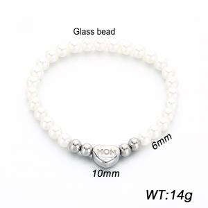 Fashion glass bead stainless steel heart-shaped bracelet - KB214807-Z