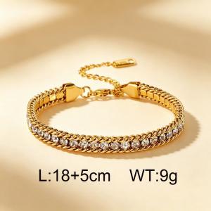Colorful zircon inlaid stainless steel full diamond bracelet - KB215157-SP