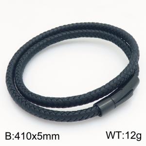 Stainless Steel Leather Bracelet - KB215392-JR