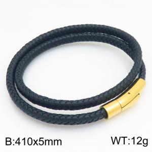 Stainless Steel Leather Bracelet - KB215393-JR