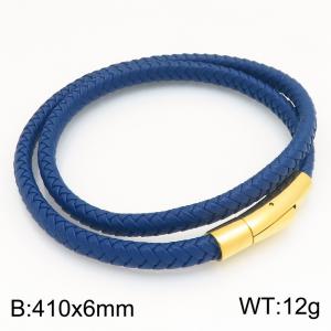 Stainless Steel Leather Bracelet - KB215397-JR