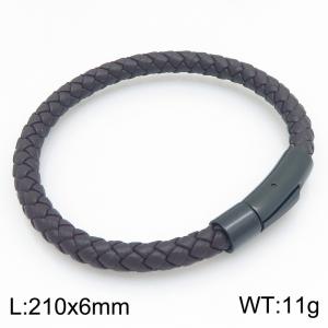 Stainless Steel Leather Bracelet - KB215402-JR