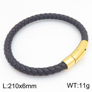 Stainless Steel Leather Bracelet - KB215403-JR
