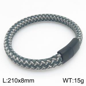 Stainless Steel Leather Bracelet - KB215416-JR