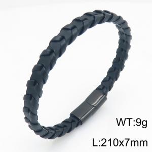 Stainless Steel Leather Bracelet - KB215426-JR