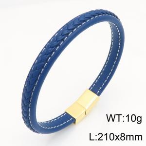 Stainless Steel Leather Bracelet - KB215429-JR