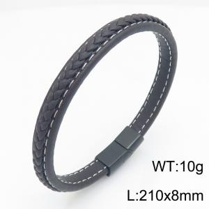 Stainless Steel Leather Bracelet - KB215433-JR