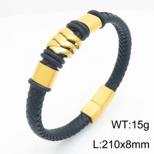 Stainless Steel Leather Bracelet - KB215437-JR