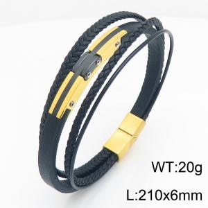 Stainless Steel Leather Bracelet - KB215445-JR