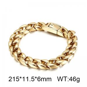 Men's Heavy Polished Stainless Steel Cuban Bracelet, Silver Tone Curb Chain Wristband for Everyday Wear - KB215623-KJX