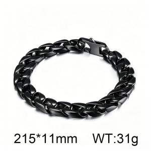 Men's Cuban Link Bracelet, Stainless Steel Silver Miami Curb Chain Wristband, Hip Hop Rock Style Chunky Hand Jewelry for Daily Wear - KB215625-KJX