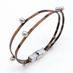Stainless Steel Leather Bracelet - KB215739-JZ