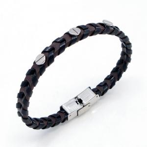 Stainless Steel Leather Bracelet - KB215740-JZ