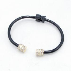 Stainless Steel Stone Bangle - KB215885-QY