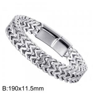 Stainless Steel Simple and personalized woven double row front and back keel flat buckle Bracelet(Men) - KB215894-KFC