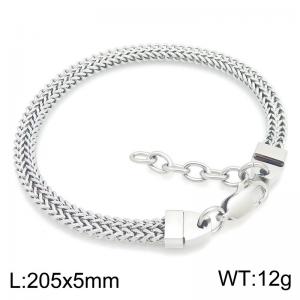 Men's Double Row Franco Chain Bracelet, Polished Stainless Steel Foxtail Link Wrist Bracelet with Extension Clasp, Hip Hop Punk Daily Wear Jewelry Gift - KB216510-KFC