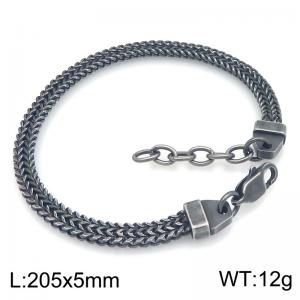 Men's Double Row Franco Chain Bracelet, Polished Stainless Steel Foxtail Link Wrist Bracelet with Extension Clasp, Hip Hop Punk Daily Wear Jewelry Gift - KB216513-KFC