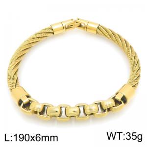 Stainless Steel Twisted Wire Cable Bracelet for Men, Square Link Interlocking Chain Wrist Bangle Luxury Punk Jewelry Gift - KB216514-KFC
