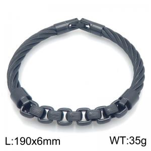 Stainless Steel Twisted Wire Cable Bracelet for Men, Square Link Interlocking Chain Wrist Bangle Luxury Punk Jewelry Gift - KB216515-KFC