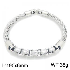 Stainless Steel Twisted Wire Cable Bracelet for Men, Square Link Interlocking Chain Wrist Bangle Luxury Punk Jewelry Gift - KB216516-KFC