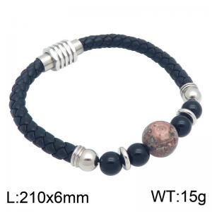 Stainless Steel Leather Bracelet - KB216612-SJ
