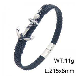 Stainless Steel Leather Bracelet - KB216617-SJ