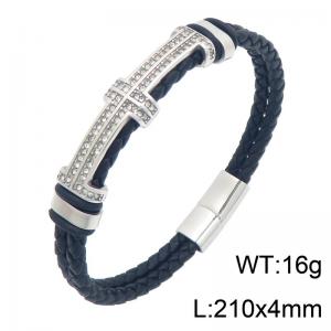 Stainless Steel Leather Bracelet - KB216618-SJ