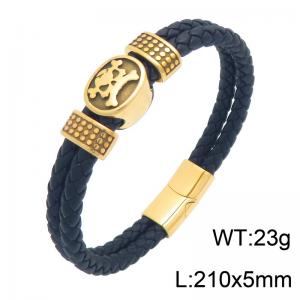 Stainless Steel Leather Bracelet - KB216623-SJ