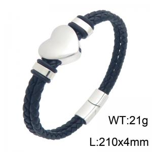 Stainless Steel Leather Bracelet - KB216627-SJ